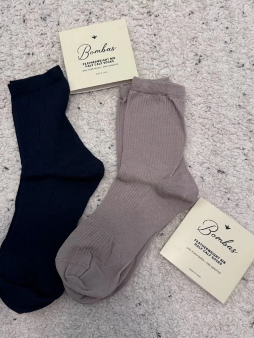 NWT Bombas Women's Featherweight Rib Half Calf Socks 2-Pack - Small (4-7.5)
